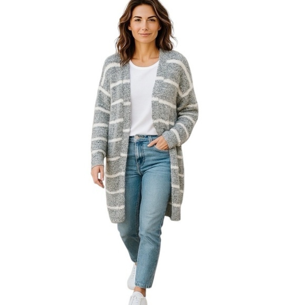 Cotton On | Black & White Open Front Eyelash Oversized Cardigan Sweater